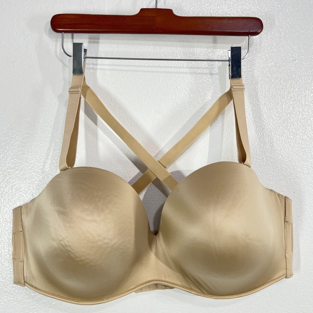 Cacique Lane Bryant Multi-Way Strapless Bra Beige Underwire‎ 46DD Convertible